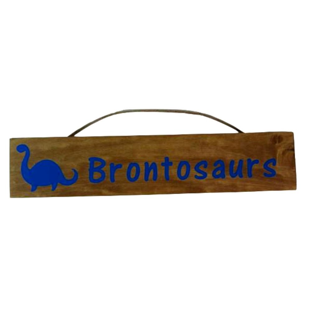 Brontosaurus Dinosaur 16 x 3 in Wooden Plaque Rope Hanger Kids Room Decor